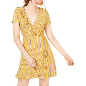Speechless Womens Mini Striped Wrap Dress